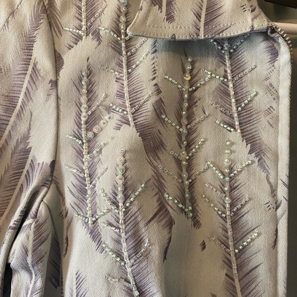 Y2K Jacket Beaded Sequins Embellished Stretch Pistachio Green - Picture 3 of 5
